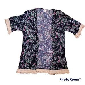 Hayden Los Angeles Floral Kimono Fringe M/L